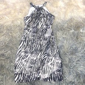 BeBe Keyhole Zebra Print Wrap Dress